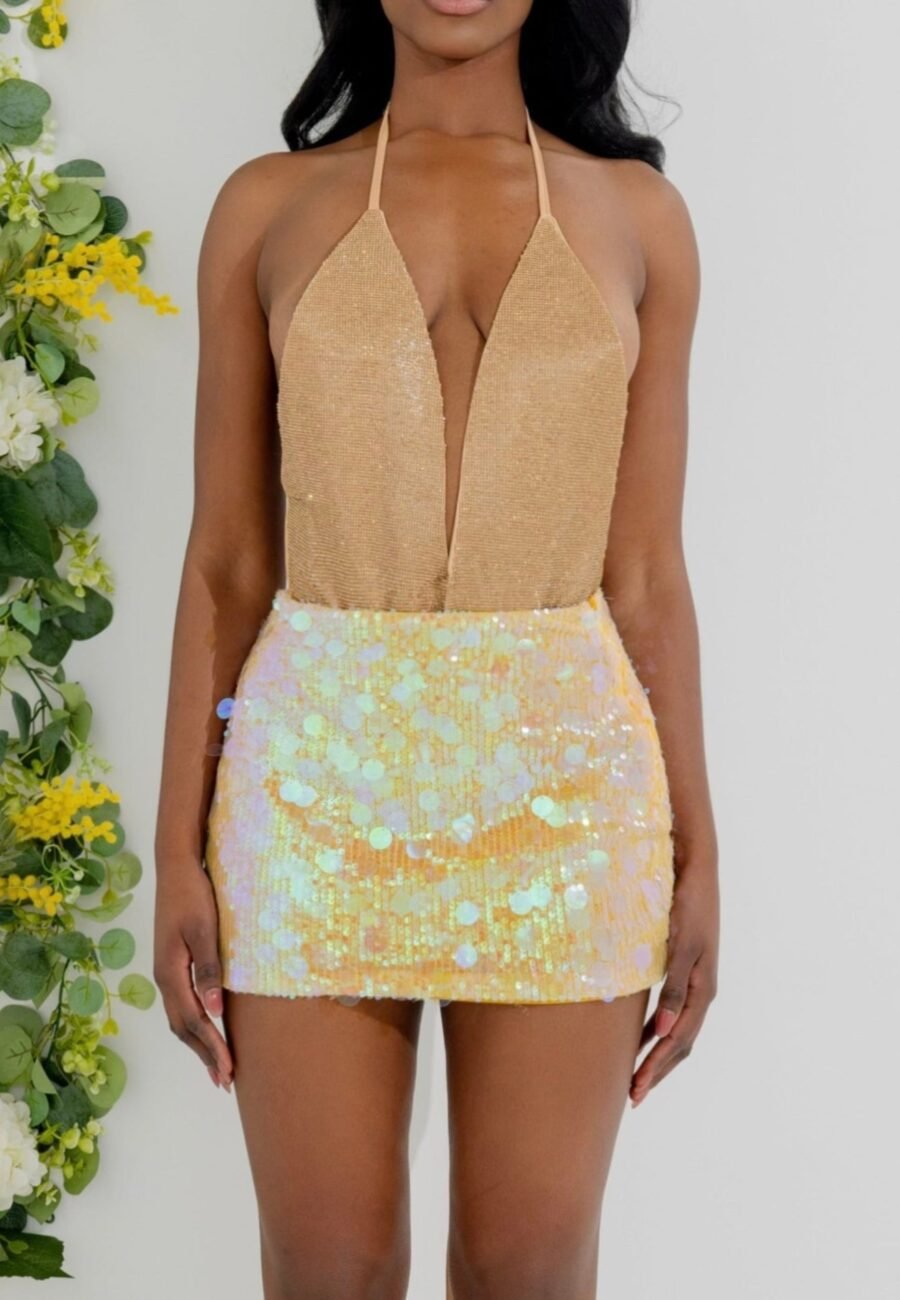 THE INDIGO SEQUIN SKIRT DARK YELLOW
