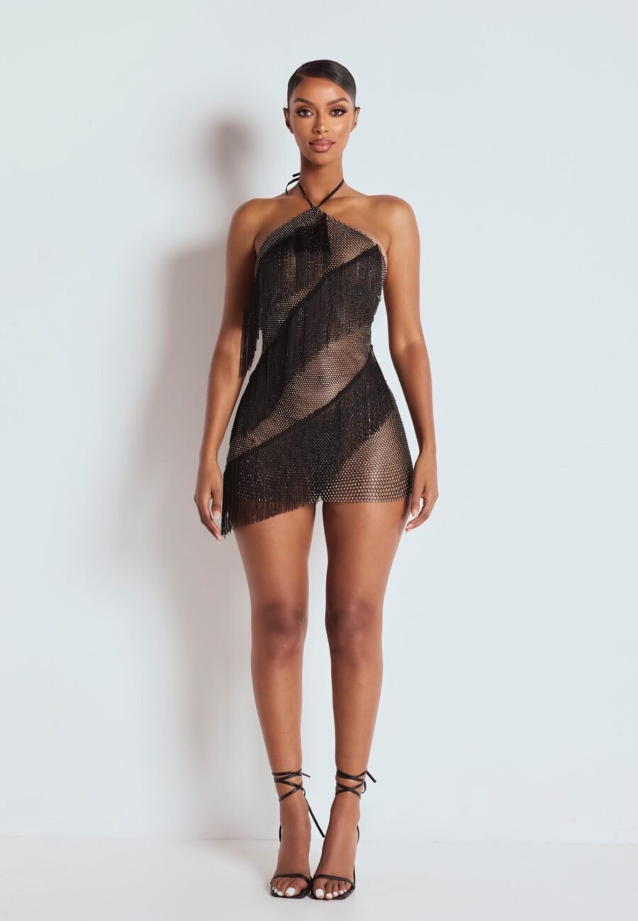 The Ciela Mesh Diamante Mini Dress